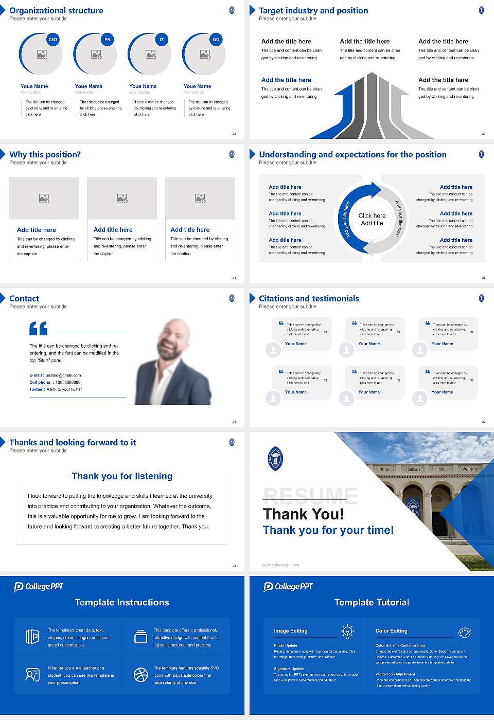 Pomona College Resume PPT Template16:9 ratio PPT effect preview image4