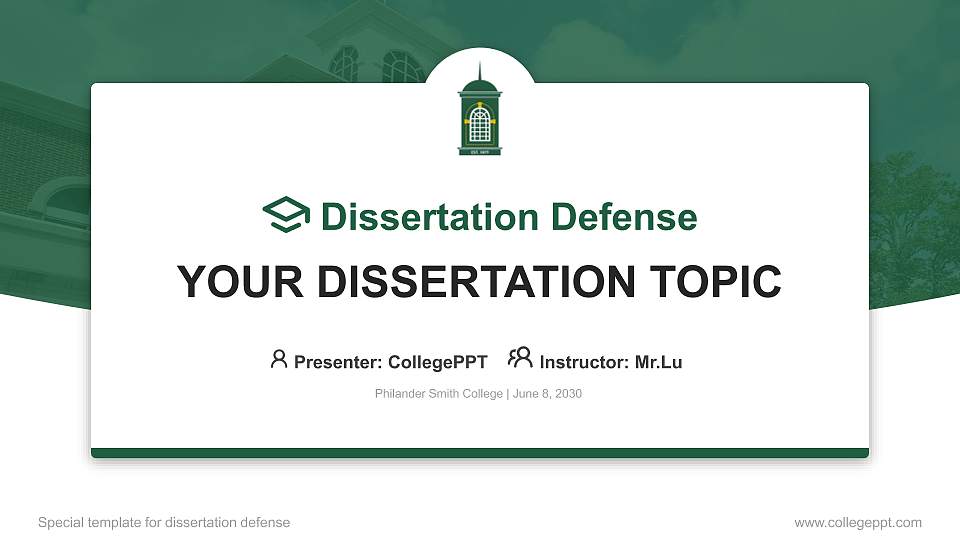 Philander Smith College Graduation Thesis Defense PPT Template16:9 ratio PPT effect preview image