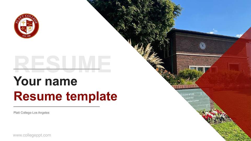 Platt College-Los Angeles Resume PPT Template16:9 ratio PPT effect preview image