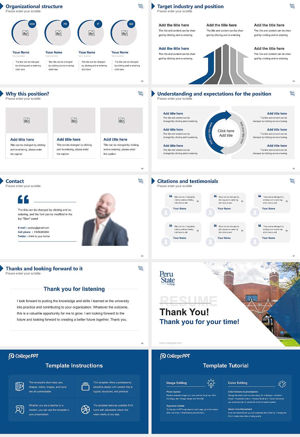 Peru State College Resume PPT Template16:9 ratio PPT effect preview image4