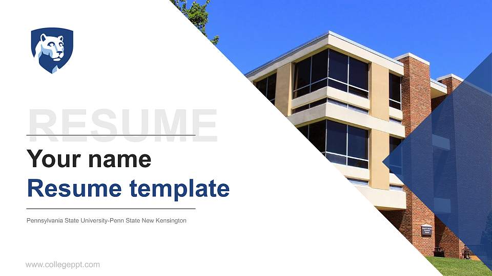 Pennsylvania State University-Penn State New Kensington Resume PPT Template16:9 ratio PPT effect preview image