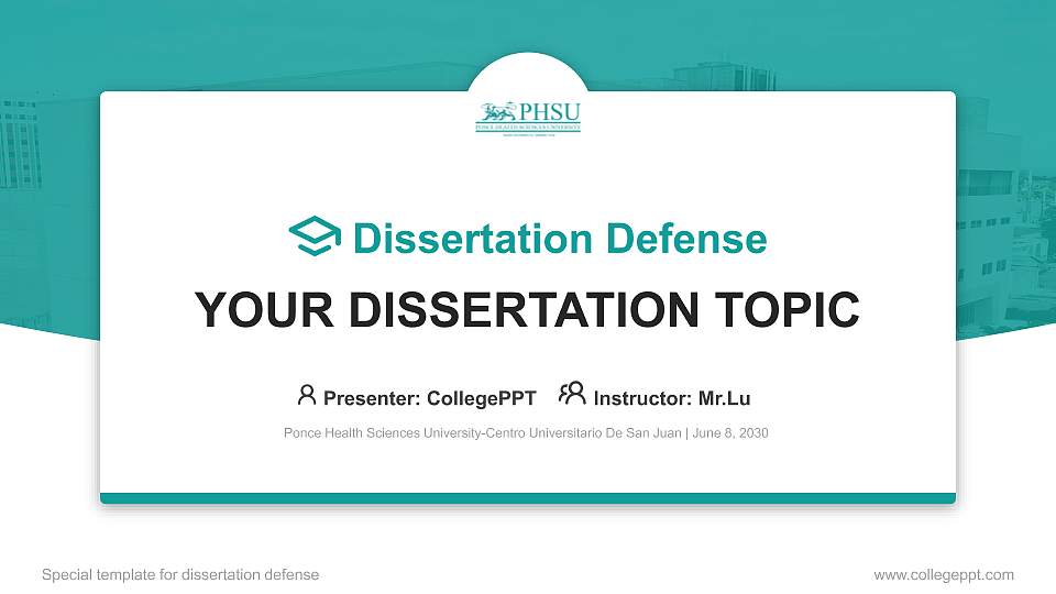 Ponce Health Sciences University-Centro Universitario De San Juan Graduation Thesis Defense PPT Template16:9 ratio PPT effect preview image