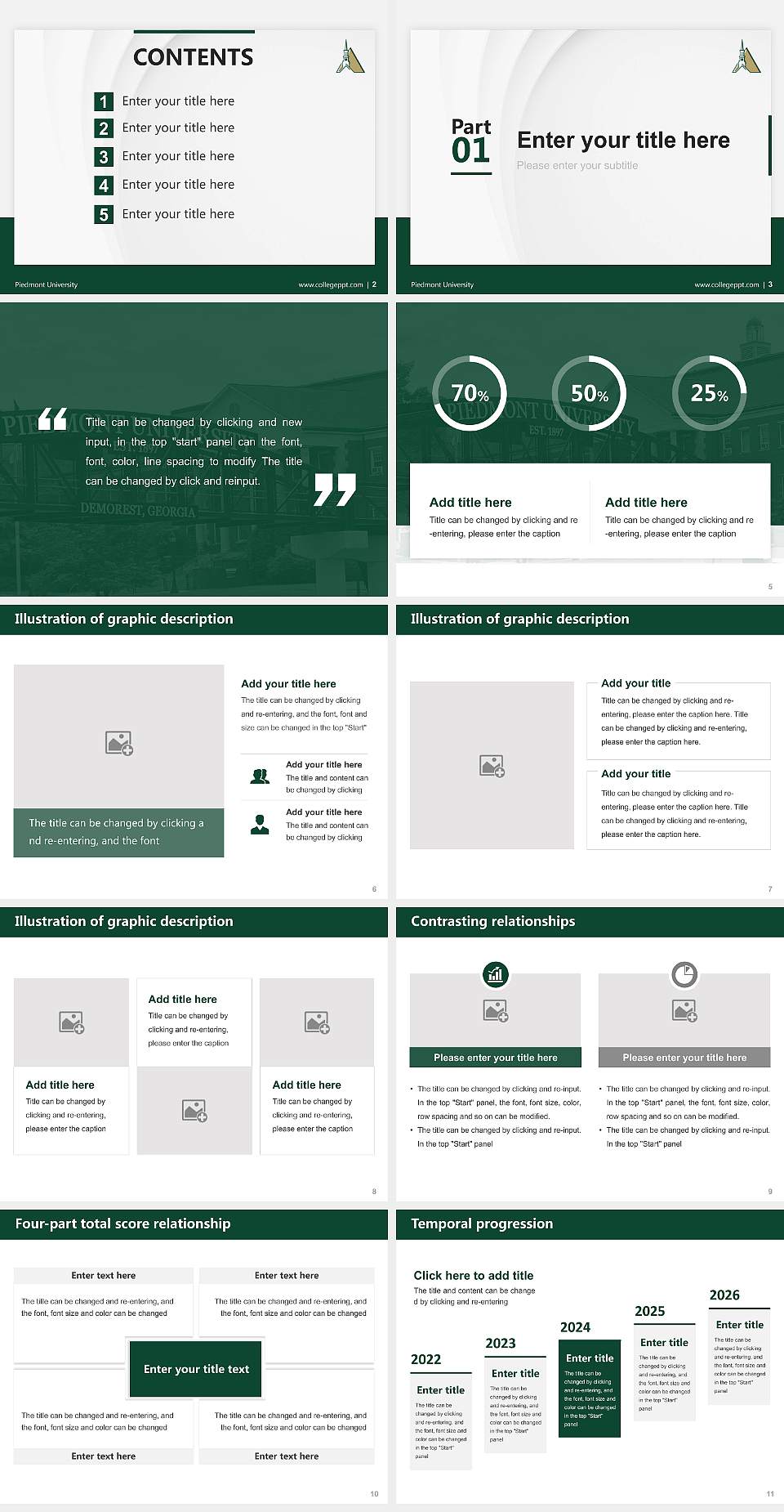 Piedmont University Thesis Proposal/Graduation Defense PPT Template4:3 ratio PPT effect preview image2