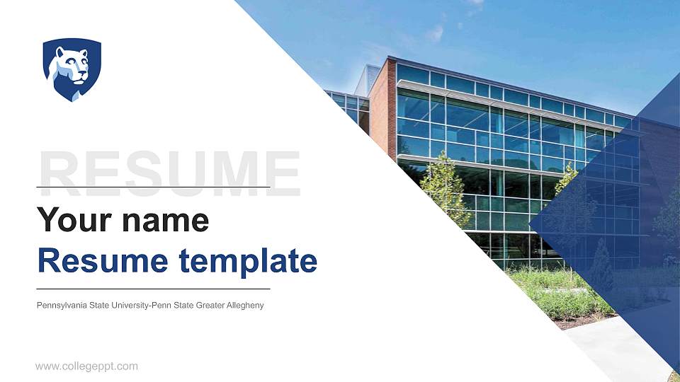 Pennsylvania State University-Penn State Greater Allegheny Resume PPT Template16:9 ratio PPT effect preview image