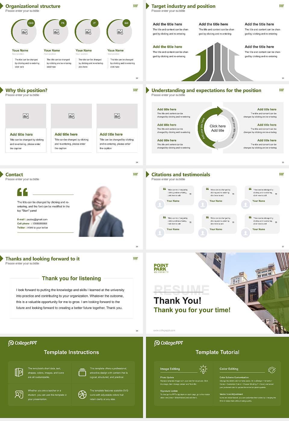 Point Park University Resume PPT Template16:9 ratio PPT effect preview image4