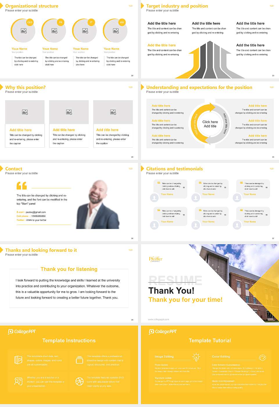 Pfeiffer University Resume PPT Template16:9 ratio PPT effect preview image4