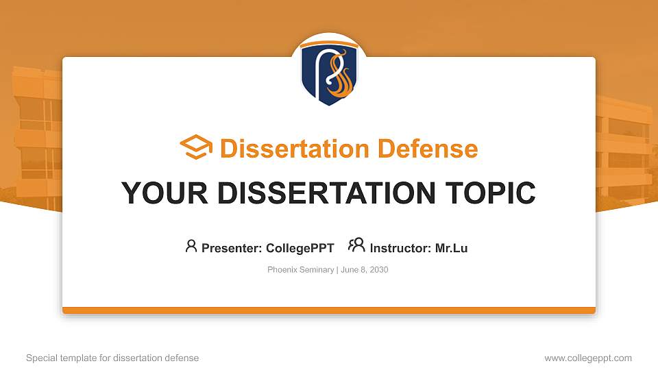 Phoenix Seminary Graduation Thesis Defense PPT Template16:9 ratio PPT effect preview image