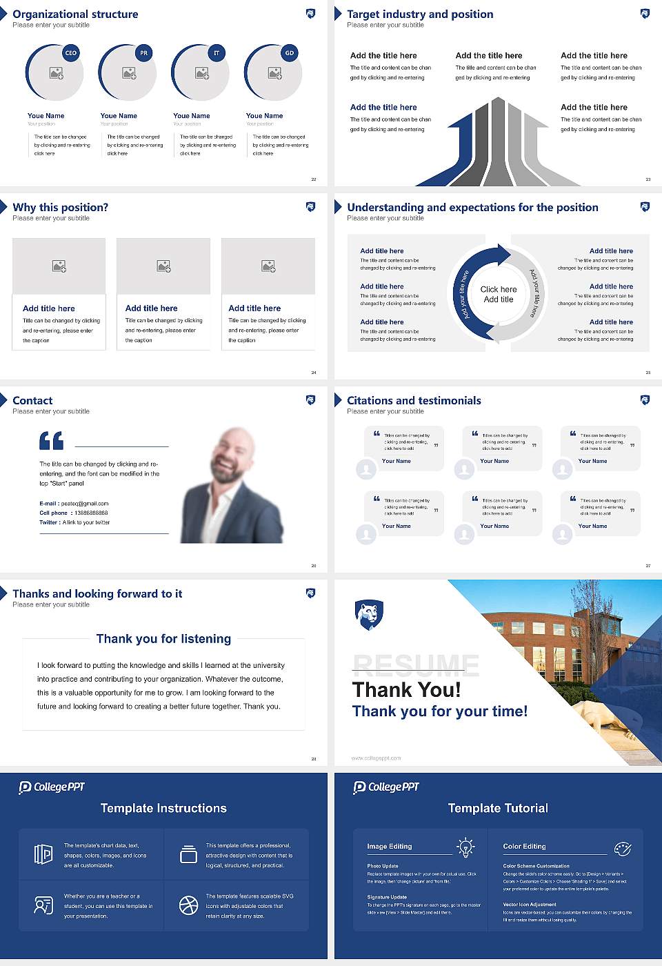 Pennsylvania State University-Penn State Harrisburg Resume PPT Template16:9 ratio PPT effect preview image4