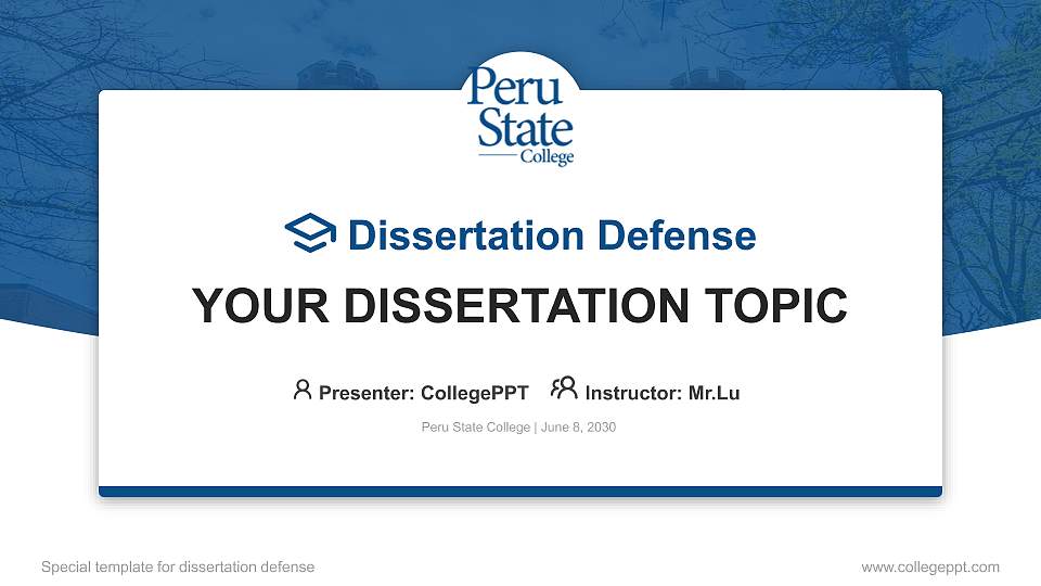 Peru State College Graduation Thesis Defense PPT Template16:9 ratio PPT effect preview image
