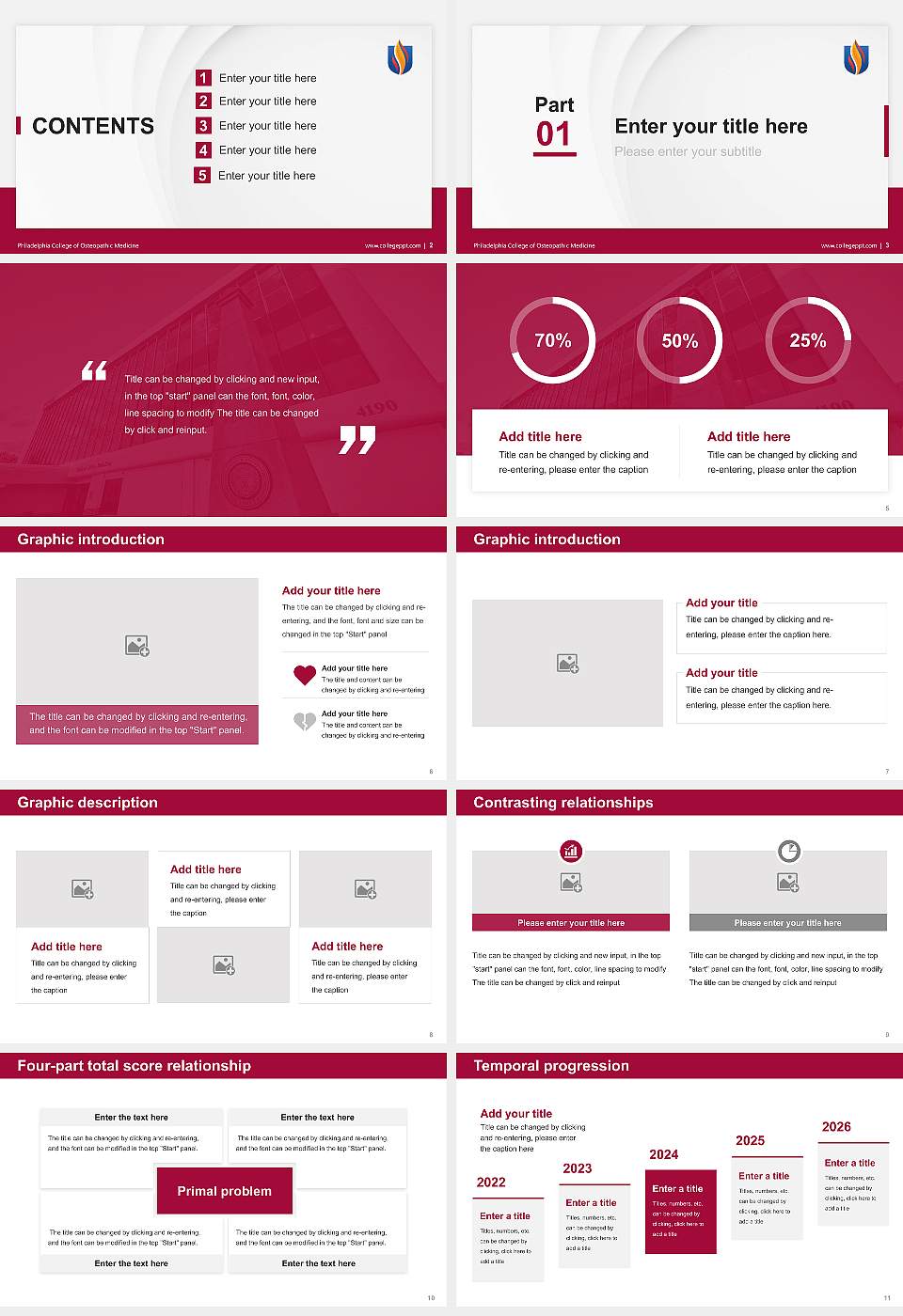 Philadelphia College of Osteopathic Medicine Thesis Proposal/Graduation Defense PPT Template16:9 ratio PPT effect preview image2