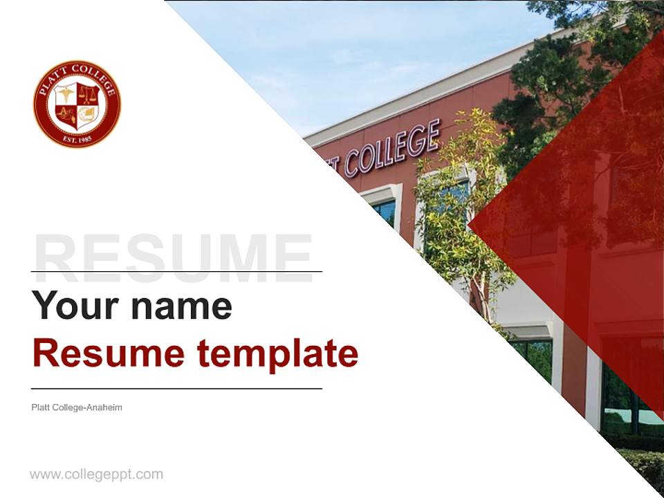 Platt College-Anaheim Resume PPT Template4:3 ratio PPT effect preview image5