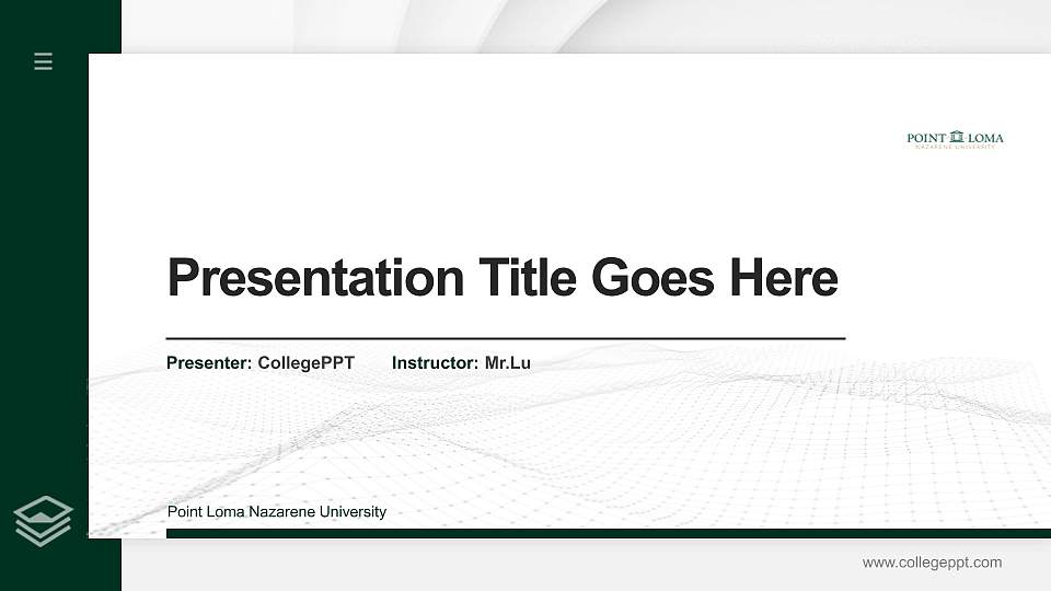 Point Loma Nazarene University Thesis Proposal/Graduation Defense PPT Template16:9 ratio PPT effect preview image