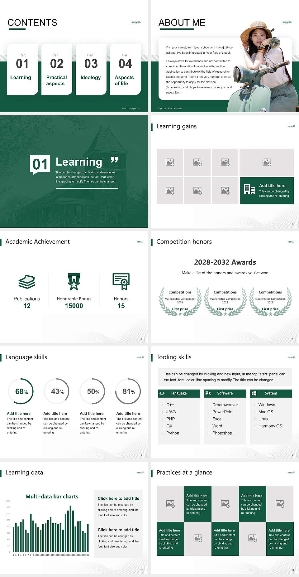Plymouth State University National Scholarship Defense PPT Template4:3 ratio PPT effect preview image2