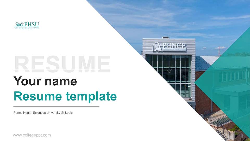 Ponce Health Sciences University-St Louis Resume PPT Template16:9 ratio PPT effect preview image