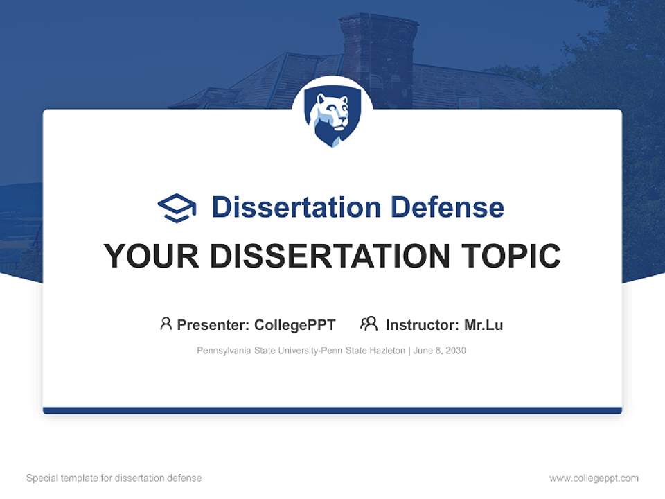 Pennsylvania State University-Penn State Hazleton Graduation Thesis Defense PPT Template4:3 ratio PPT effect preview image7