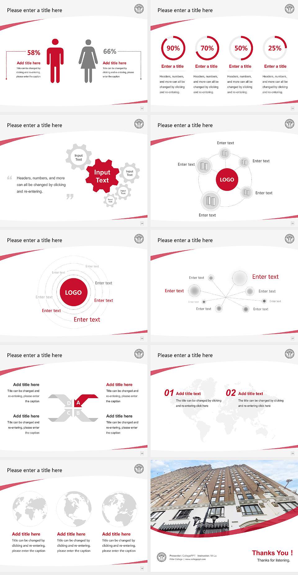 Pillar College Course/Courseware Creation PPT Template4:3 ratio PPT effect preview image4