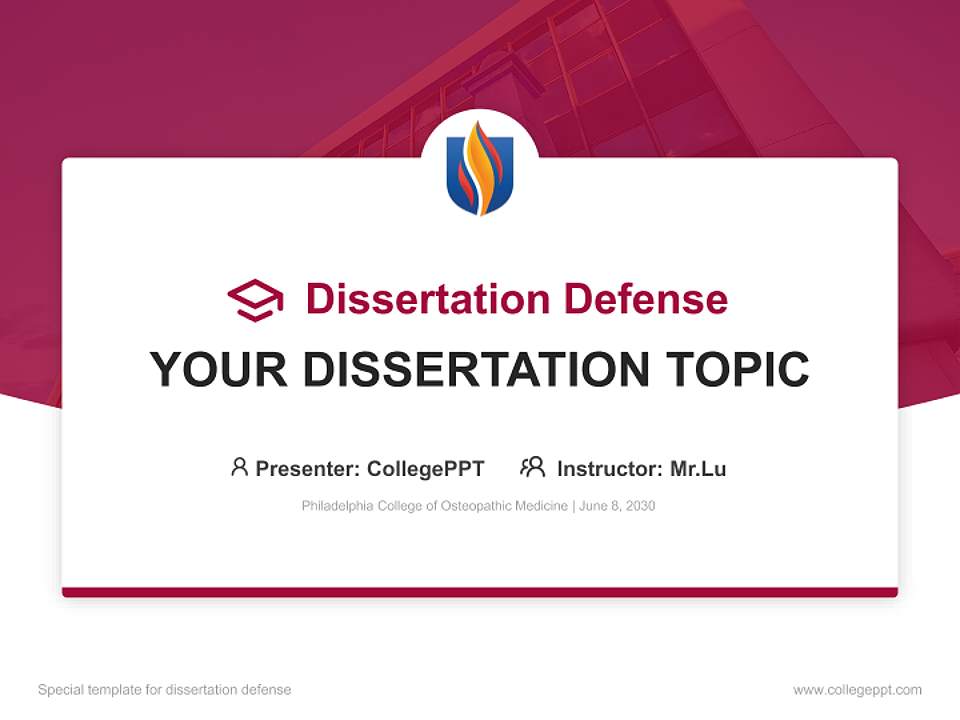 Philadelphia College of Osteopathic Medicine Graduation Thesis Defense PPT Template4:3 ratio PPT effect preview image7