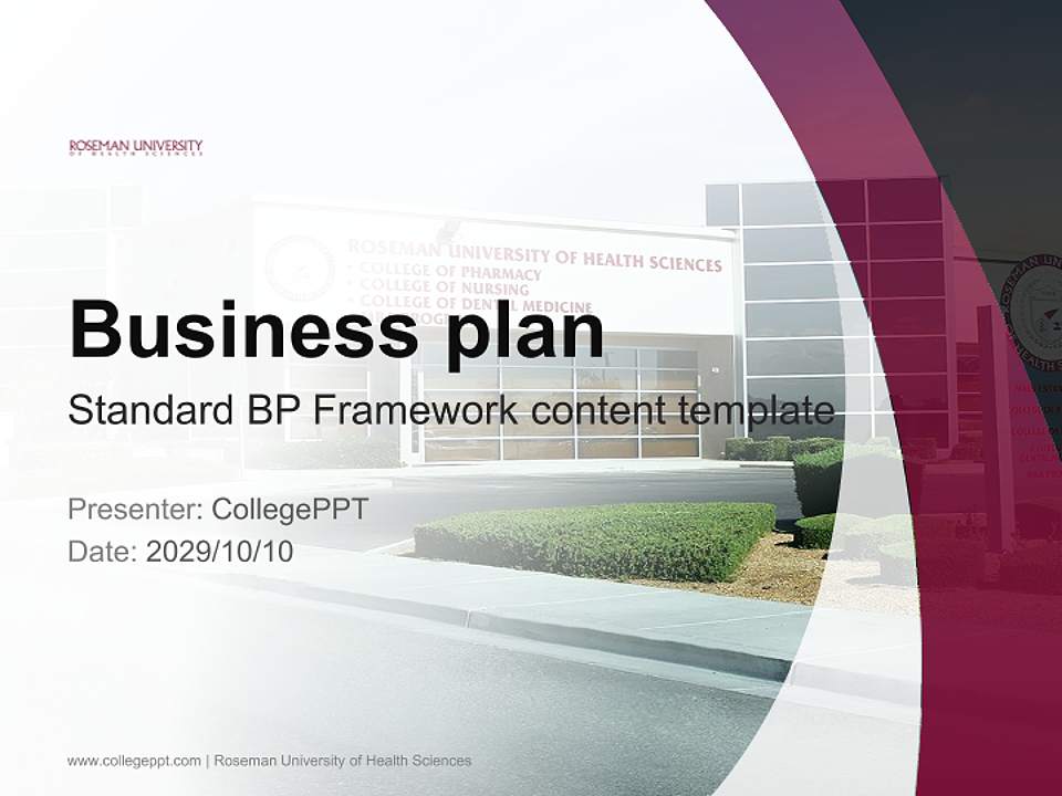 Roseman University of Health Sciences Competition/Entrepreneurship Contest PPT Template4:3 ratio PPT effect preview image9