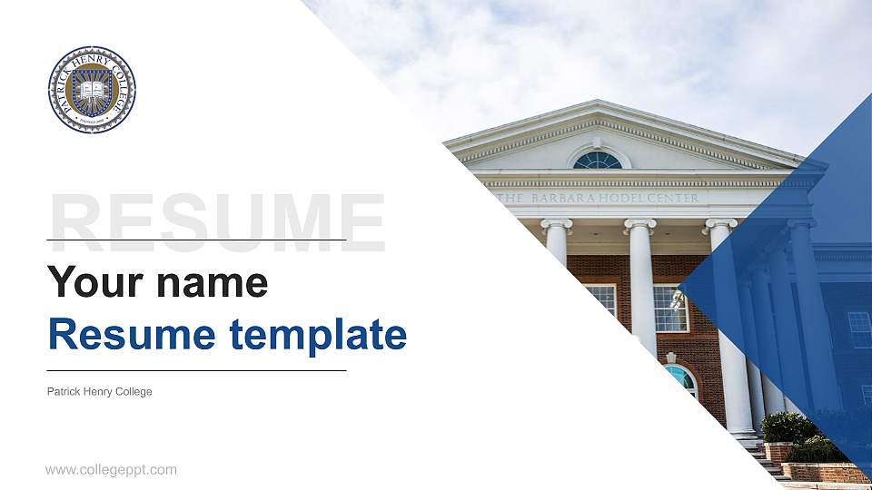 Patrick Henry College Resume PPT Template16:9 ratio PPT effect preview image