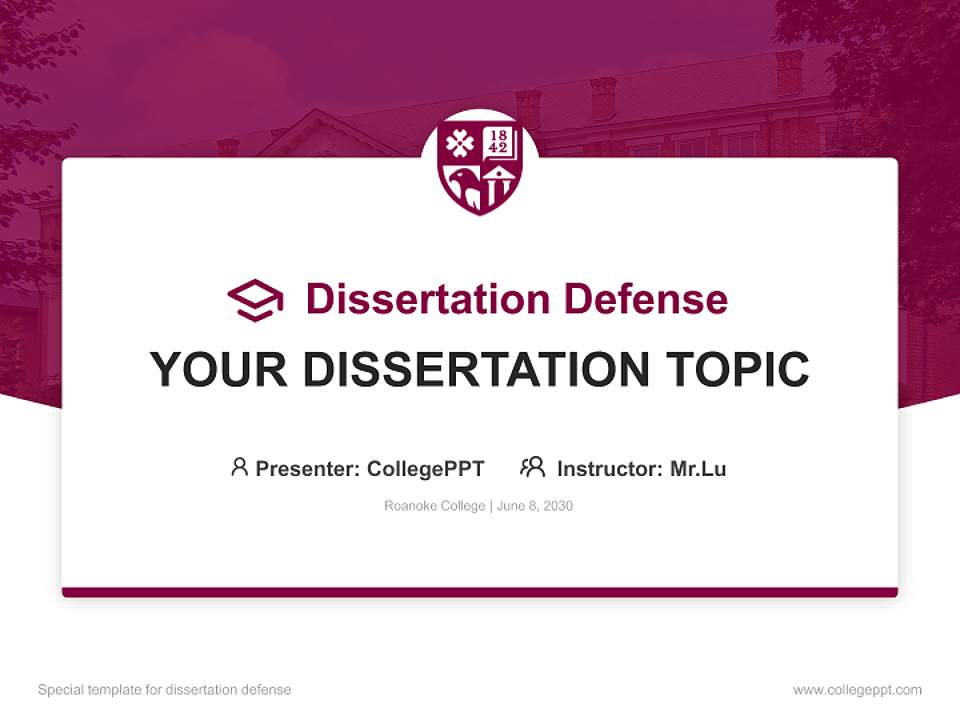 Roanoke College Graduation Thesis Defense PPT Template4:3 ratio PPT effect preview image7