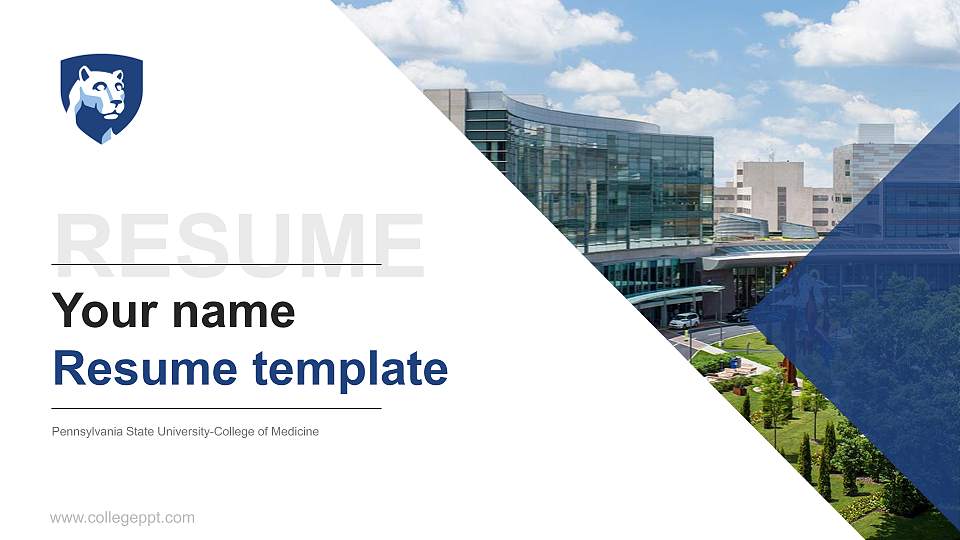 Pennsylvania State University-College of Medicine Resume PPT Template16:9 ratio PPT effect preview image