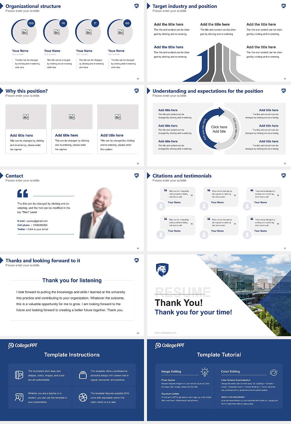 Pennsylvania State University-College of Medicine Resume PPT Template16:9 ratio PPT effect preview image4