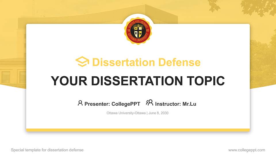 Ottawa University-Ottawa Graduation Thesis Defense PPT Template16:9 ratio PPT effect preview image
