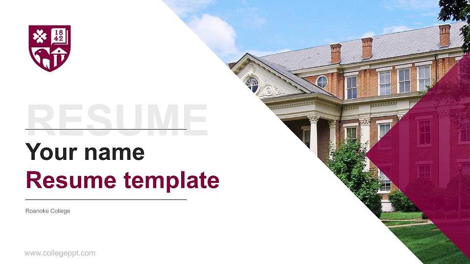 Roanoke College Resume PPT Template16:9 ratio PPT effect preview image