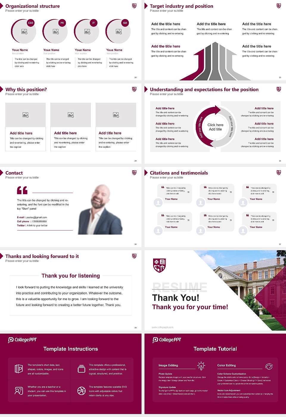 Roanoke College Resume PPT Template16:9 ratio PPT effect preview image4