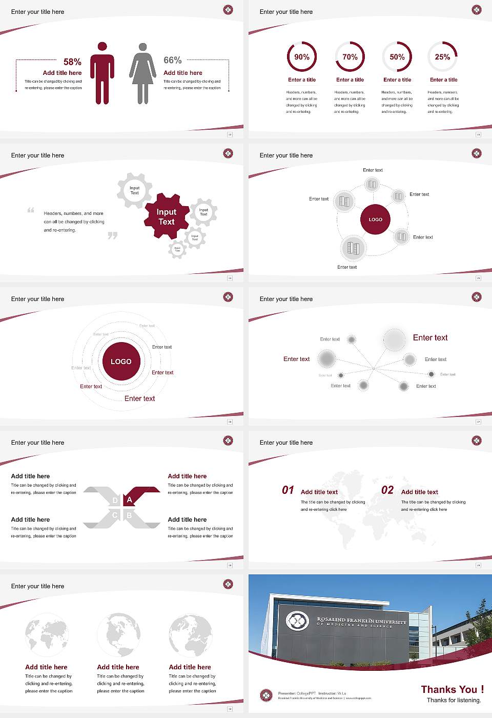 Rosalind Franklin University of Medicine and Science Course/Courseware Creation PPT Template16:9 ratio PPT effect preview image4