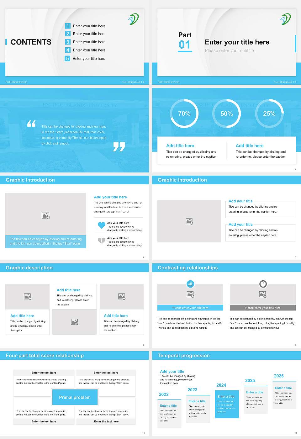 Pacific Islands University Thesis Proposal/Graduation Defense PPT Template16:9 ratio PPT effect preview image2