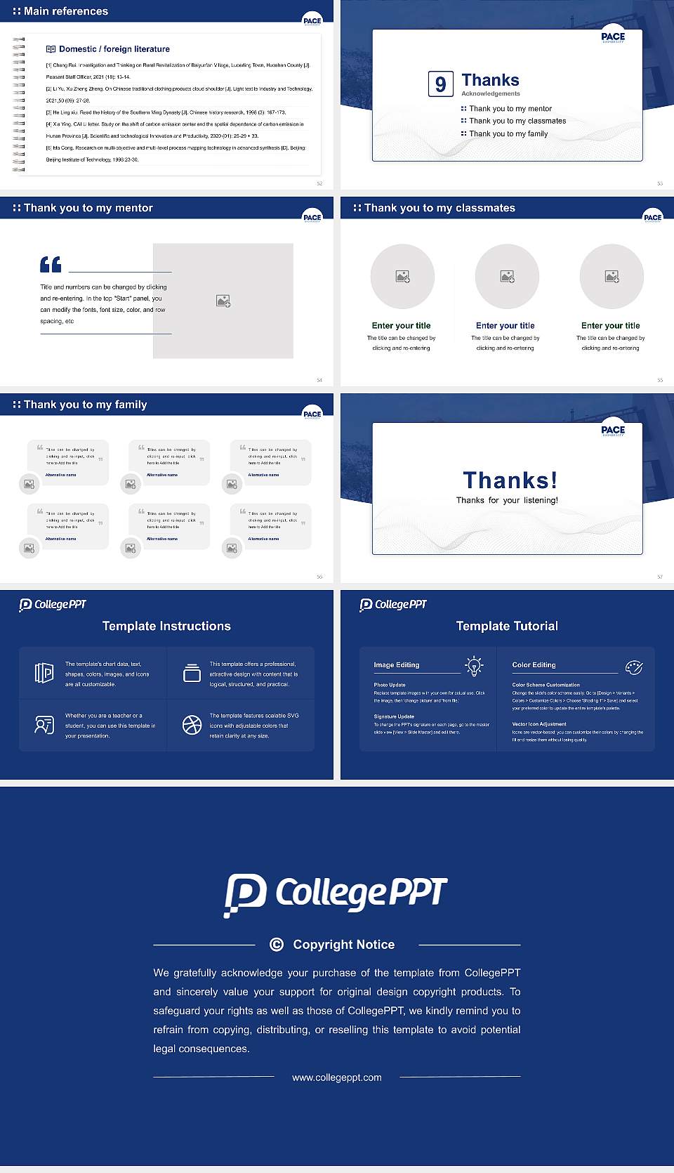 Pace University Graduation Thesis Defense PPT Template16:9 ratio PPT effect preview image7