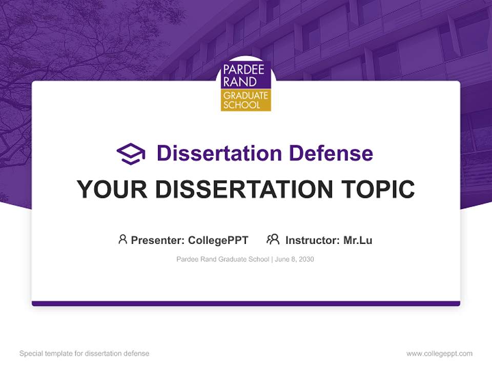 Pardee Rand Graduate School Graduation Thesis Defense PPT Template4:3 ratio PPT effect preview image7