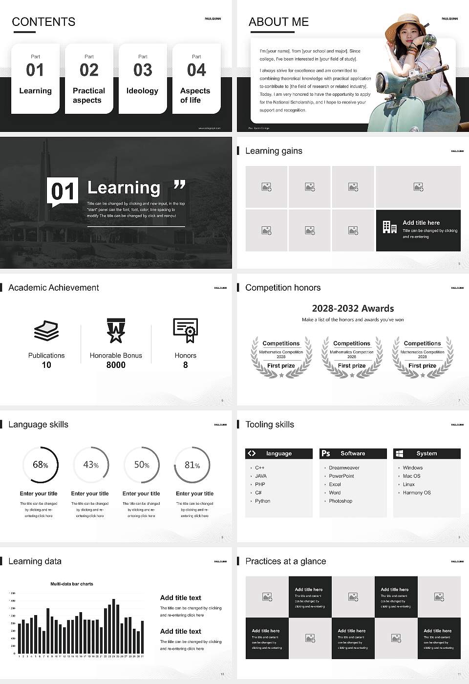 Paul Quinn College National Scholarship Defense PPT Template16:9 ratio PPT effect preview image2