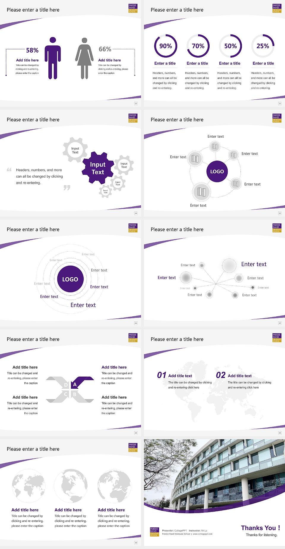 Pardee Rand Graduate School Course/Courseware Creation PPT Template4:3 ratio PPT effect preview image4
