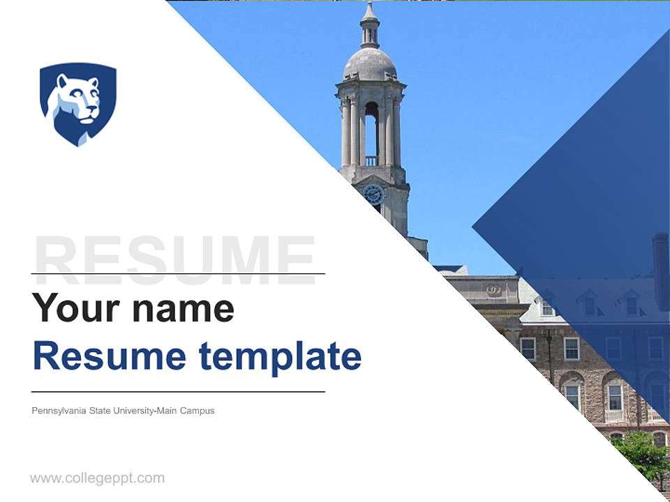 Pennsylvania State University-Main Campus Resume PPT Template4:3 ratio PPT effect preview image5