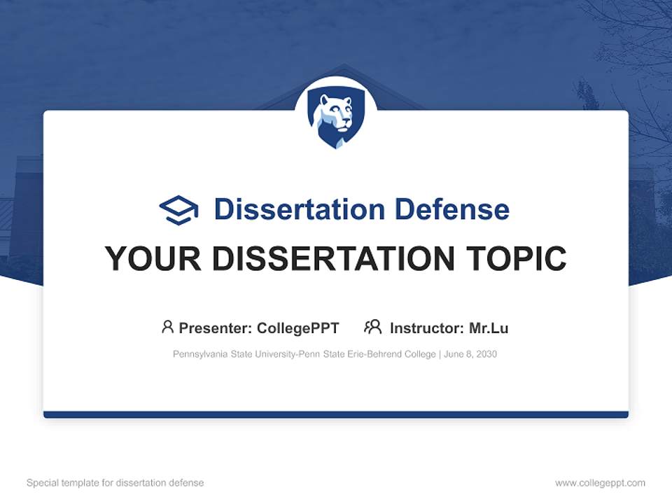 Pennsylvania State University-Penn State Erie-Behrend College Graduation Thesis Defense PPT Template4:3 ratio PPT effect preview image7
