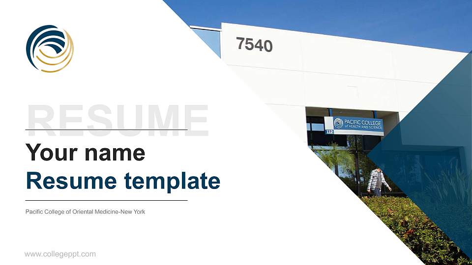 Pacific College of Oriental Medicine-New York Resume PPT Template16:9 ratio PPT effect preview image
