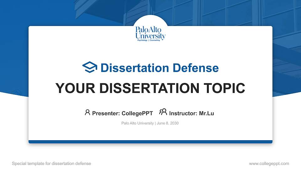 Palo Alto University Graduation Thesis Defense PPT Template16:9 ratio PPT effect preview image