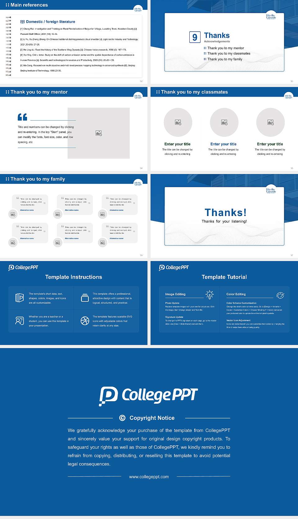 Palo Alto University Graduation Thesis Defense PPT Template16:9 ratio PPT effect preview image7