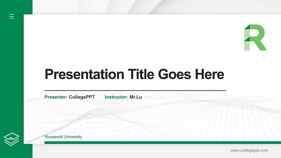 Roosevelt University Thesis Proposal/Graduation Defense PPT Template16:9 ratio PPT effect preview image