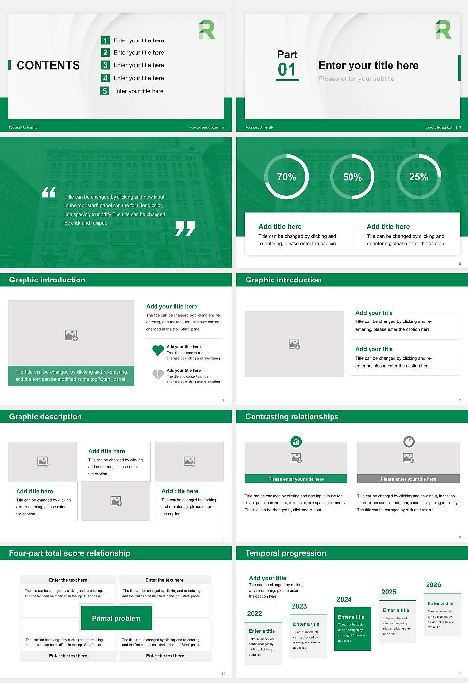 Roosevelt University Thesis Proposal/Graduation Defense PPT Template16:9 ratio PPT effect preview image2