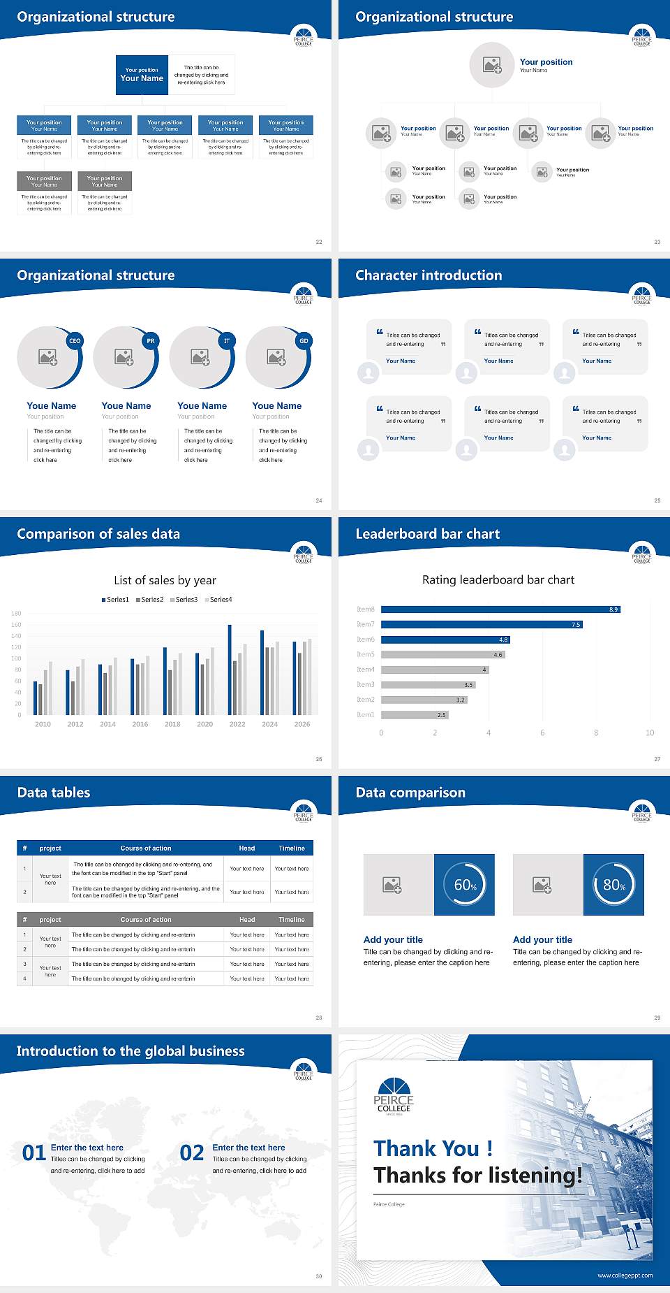Peirce College Academic Presentation/Research Findings Report PPT Template4:3 ratio PPT effect preview image4