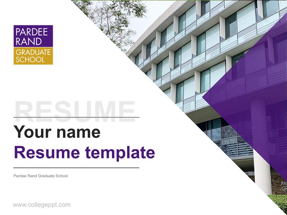 Pardee Rand Graduate School Resume PPT Template4:3 ratio PPT effect preview image5