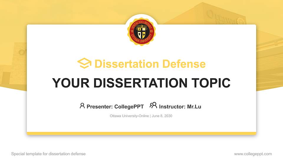 Ottawa University-Online Graduation Thesis Defense PPT Template16:9 ratio PPT effect preview image