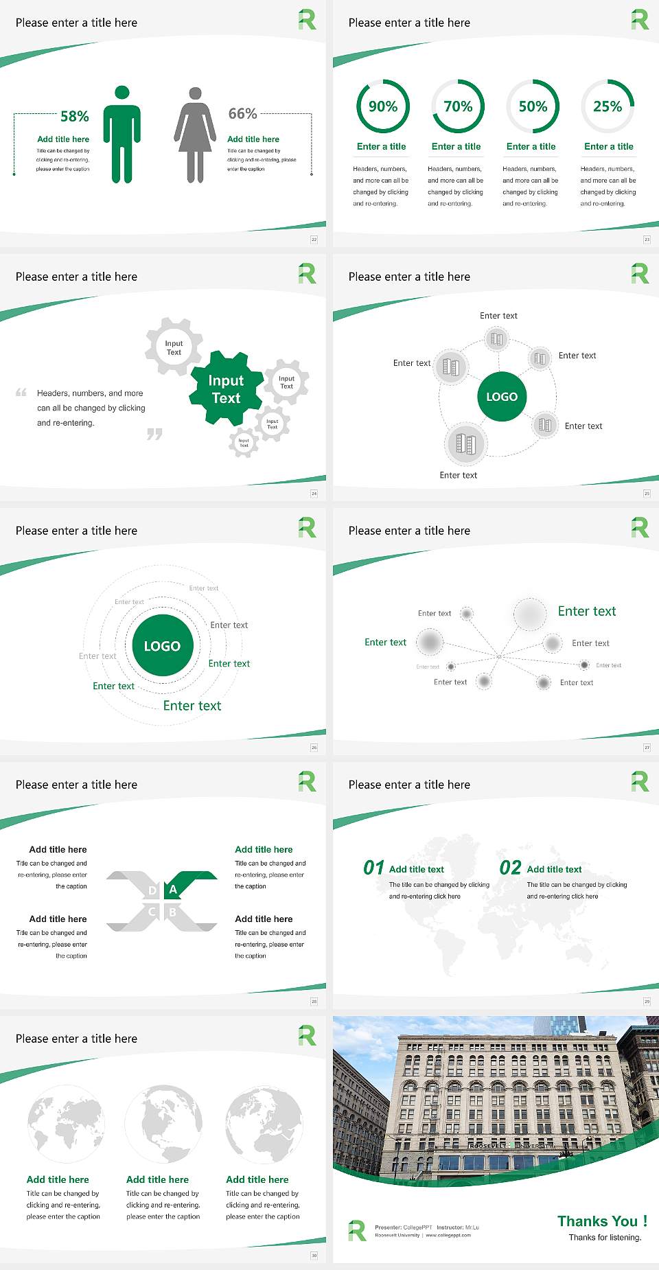 Roosevelt University Course/Courseware Creation PPT Template4:3 ratio PPT effect preview image4