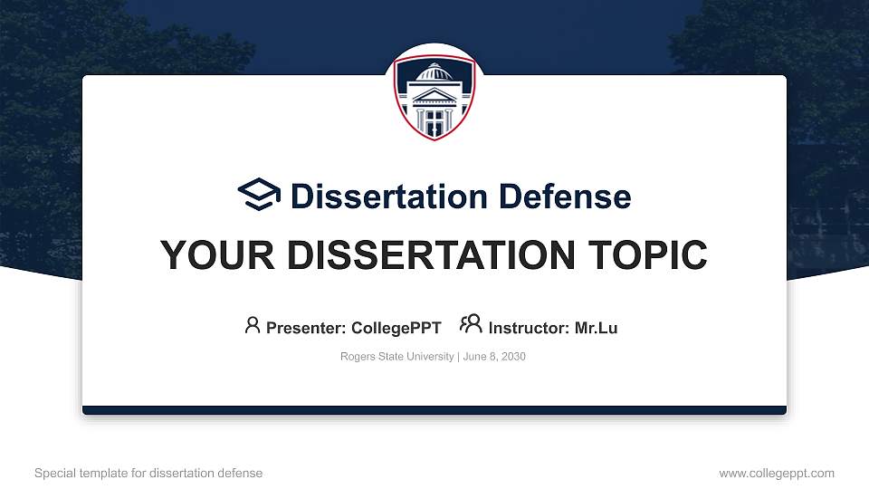 Rogers State University Graduation Thesis Defense PPT Template16:9 ratio PPT effect preview image