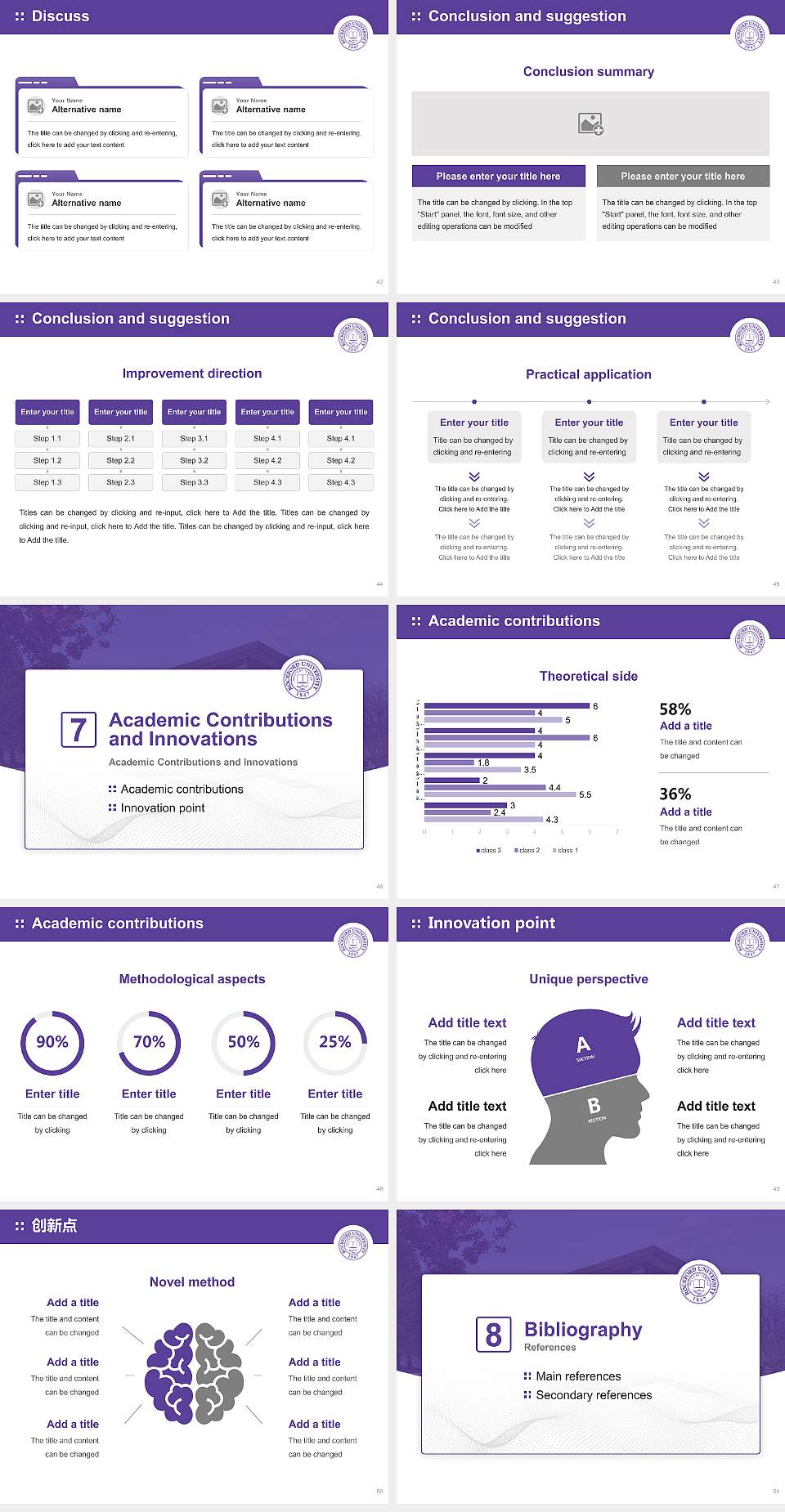 Rockford University Graduation Thesis Defense PPT Template4:3 ratio PPT effect preview image6