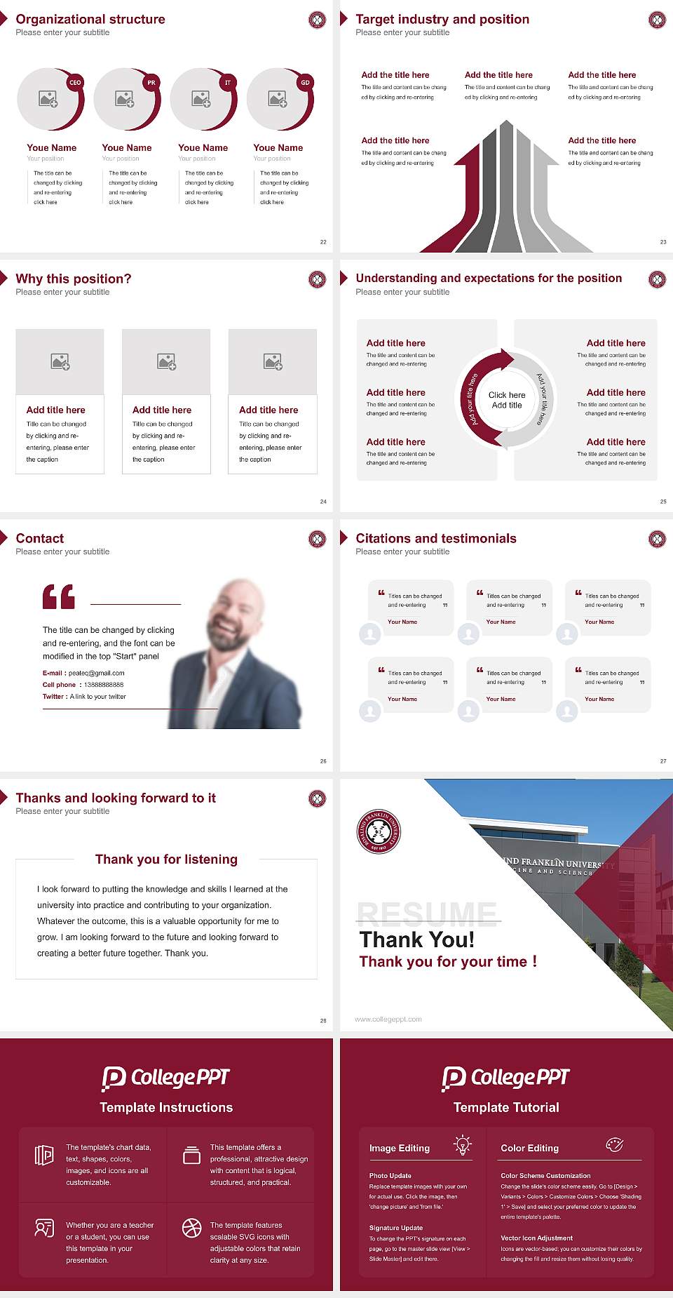 Rosalind Franklin University of Medicine and Science Resume PPT Template4:3 ratio PPT effect preview image4