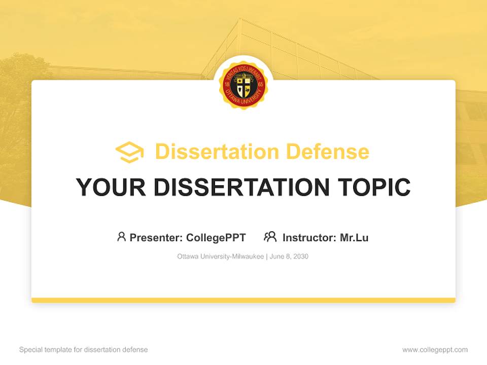 Ottawa University-Milwaukee Graduation Thesis Defense PPT Template4:3 ratio PPT effect preview image7